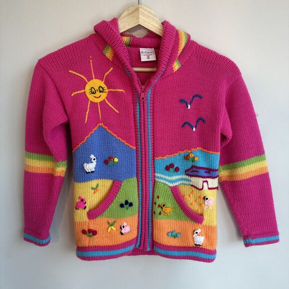 Roseberry Mi Chompita Peruvian Toddler Hooded Full Zip Sweater Hand Embroidered - Picture 1 of 10